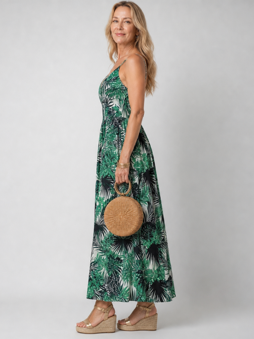 Gisèle | Floral Midi Dress, V-Neck