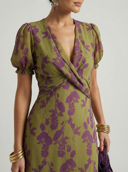 Viviane | Floral Midi Wrap Dress