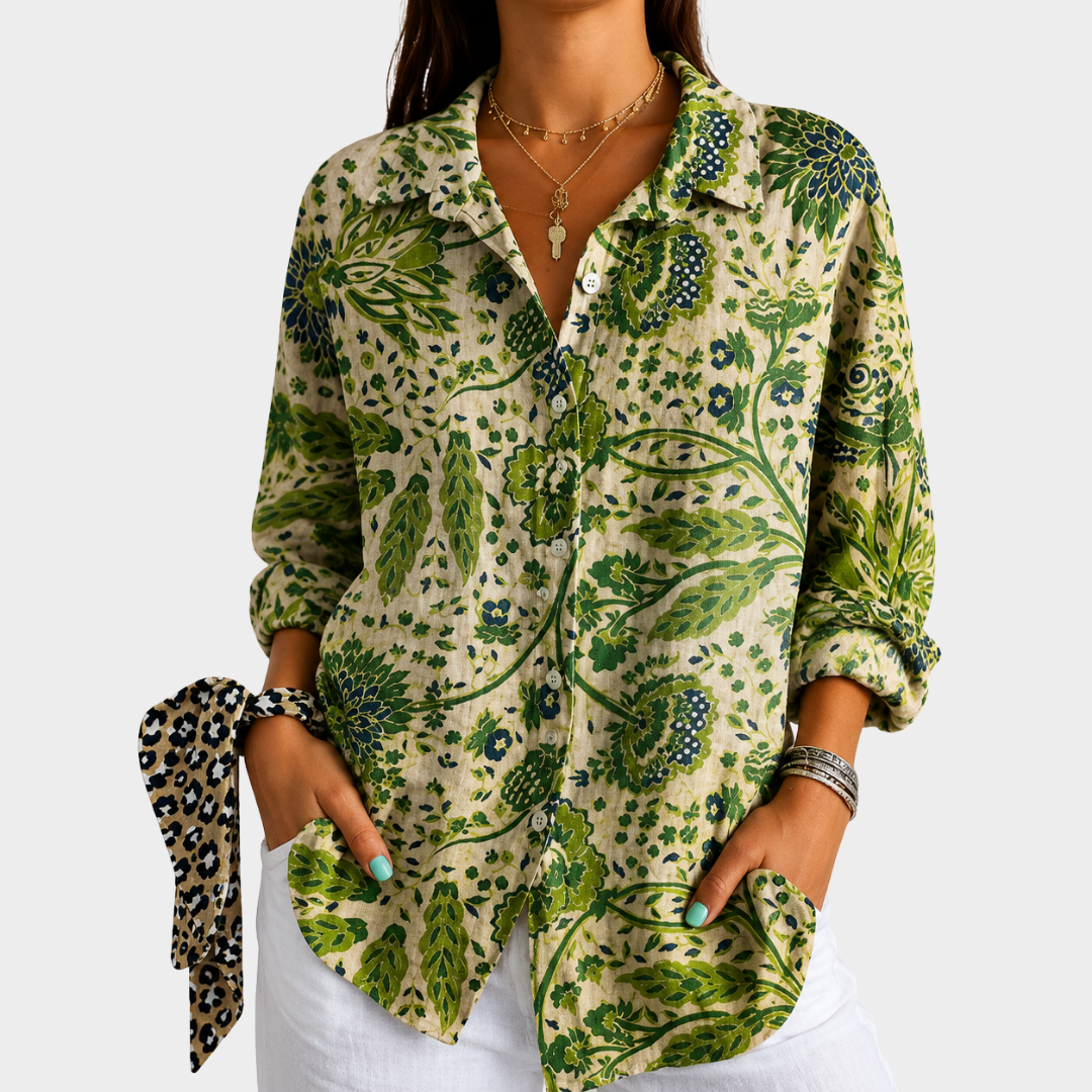 Denise | Green Garden Escape Blouse