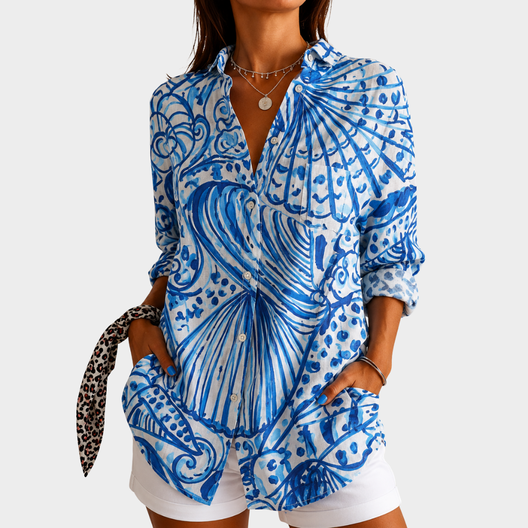 Dominique | Side Shell Print Blouse