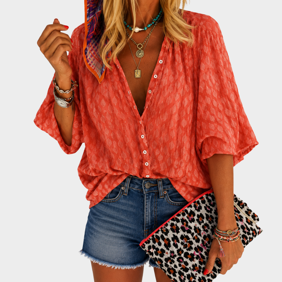 Josette | Coral Breeze Button Blouse