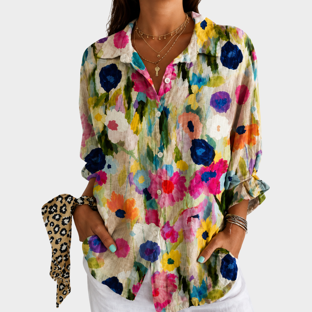 Viviane | Watercolour Meadow Bloom Blouse