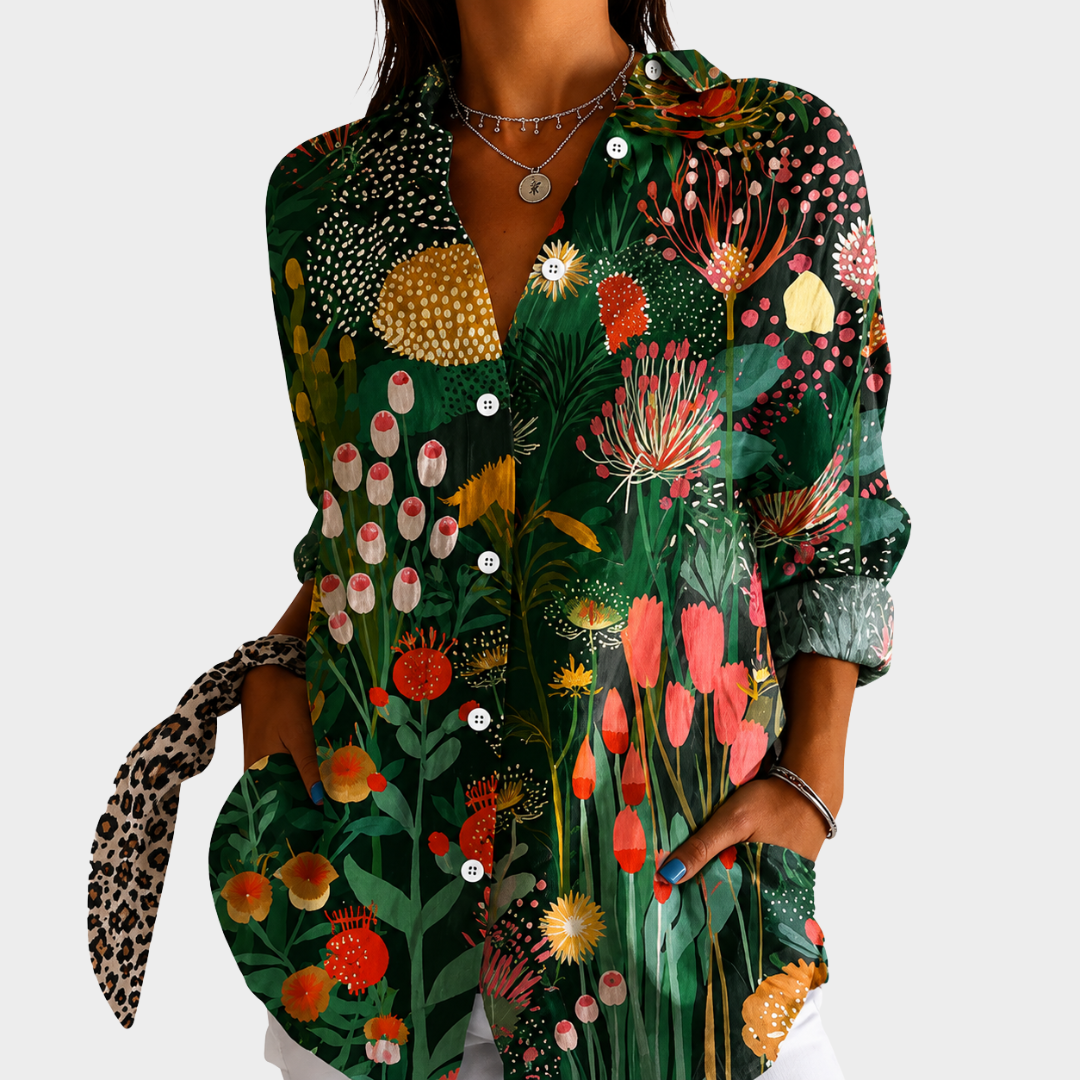 Pierrette | Midnight Garden Statement Blouse