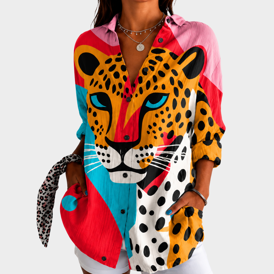 Corinne | Daring Leopard Print Blouse