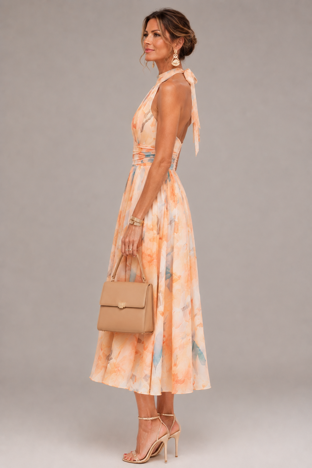 Aurore | Maxi Halter Dress with Watercolor Print
