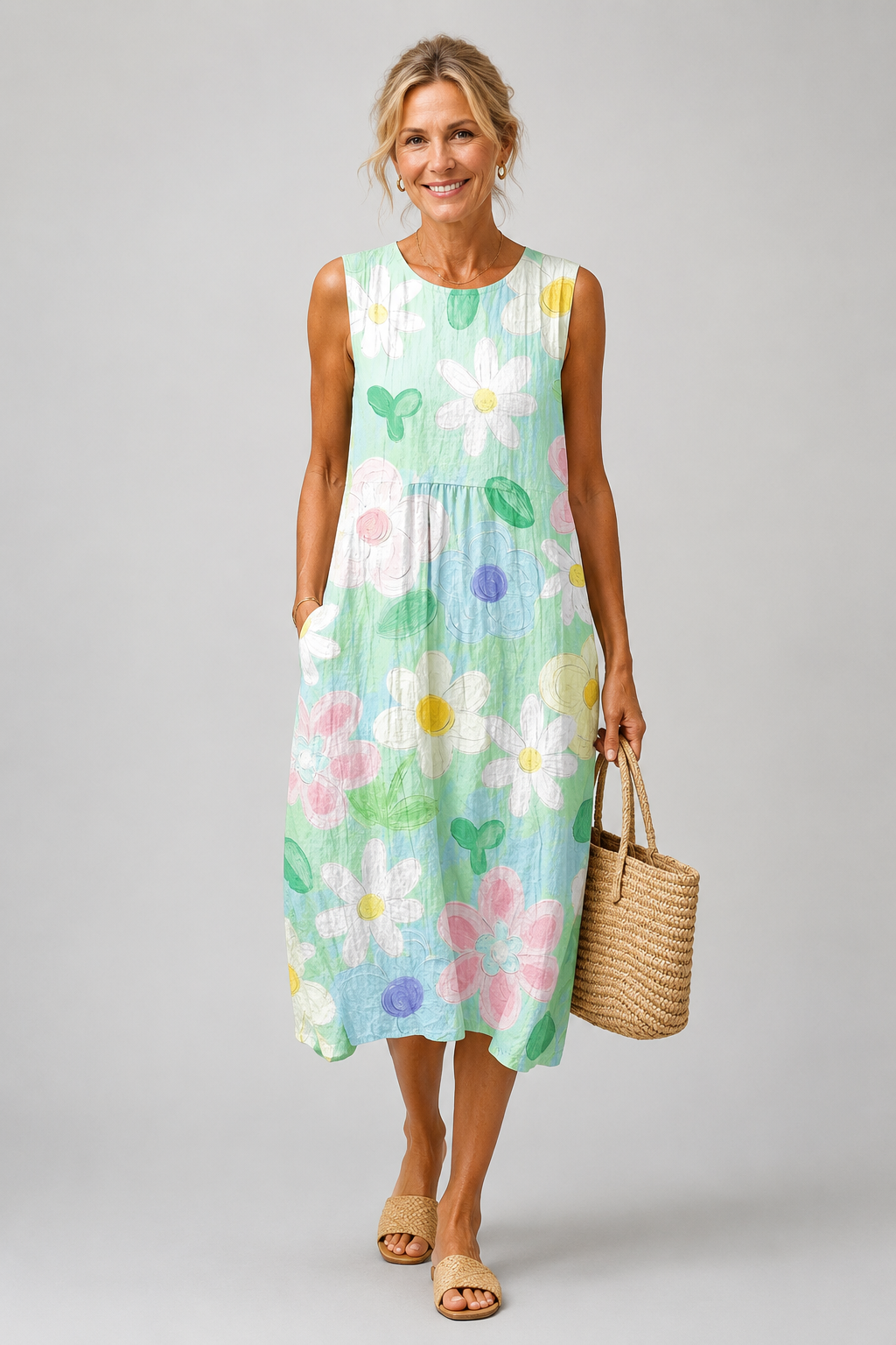 Irène | Midi Dress Pastel Flowers