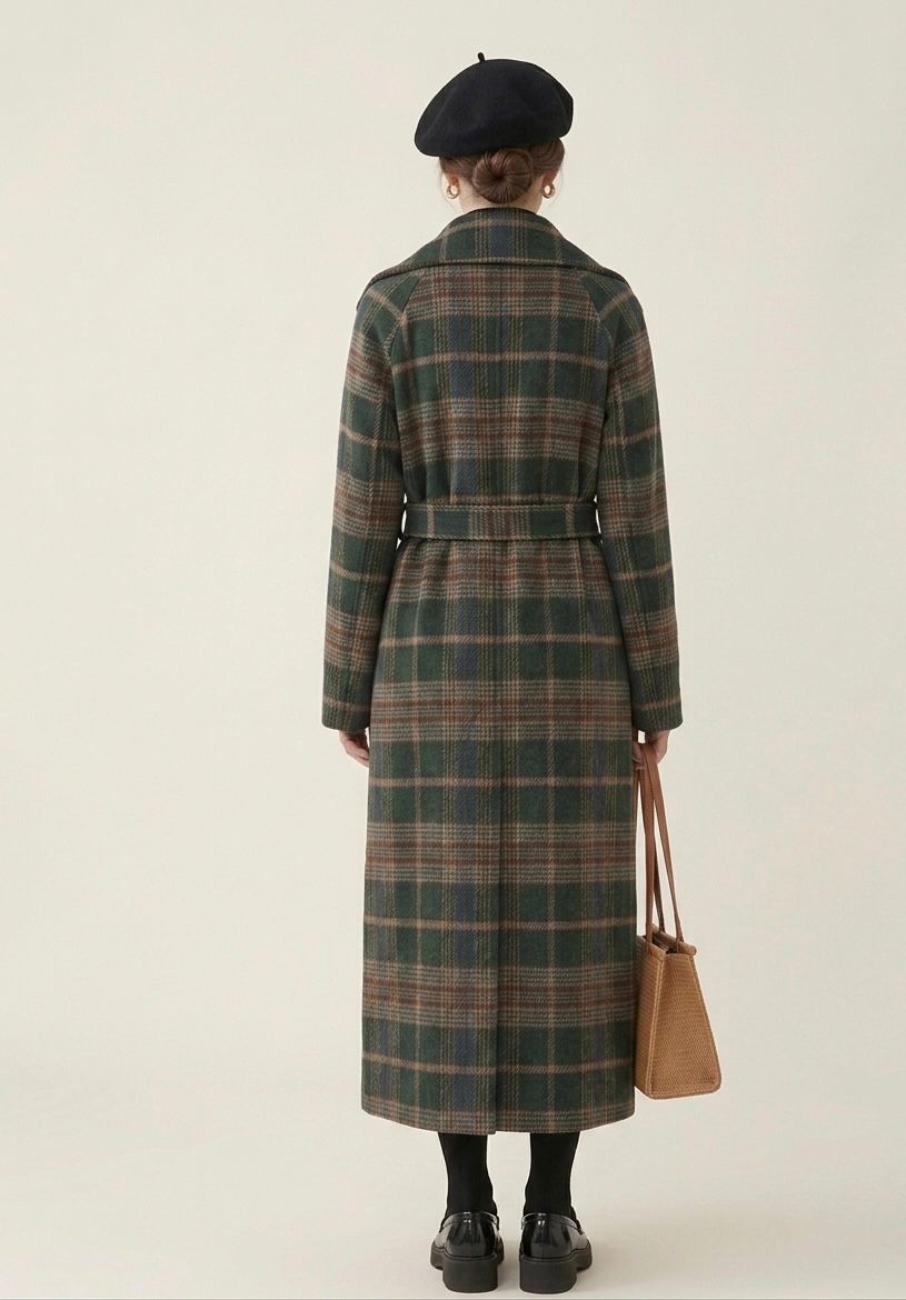 Ivy | Forest Green Check Longline Coat — Final Edit