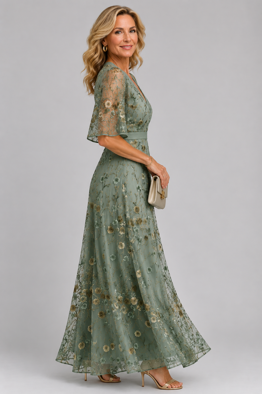 Solenne | Floral Midi Dress, Halter Neck