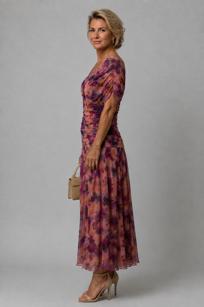 Ariane | Off-the-Shoulder Draped Midi Dress
