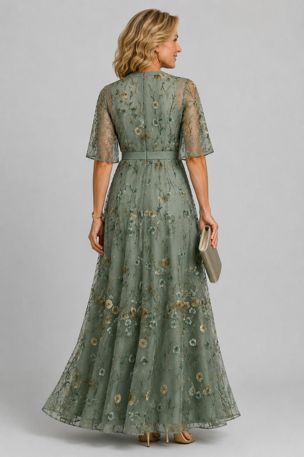 Solenne | Floral Midi Dress, Halter Neck