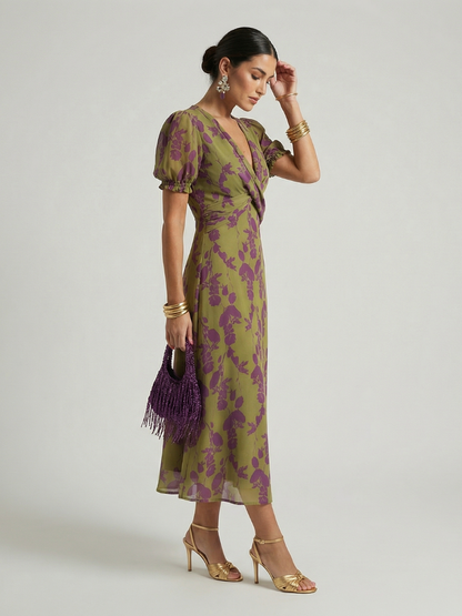 Viviane | Floral Midi Wrap Dress