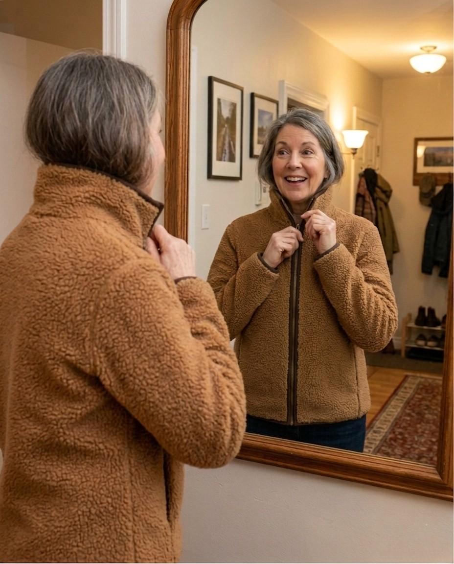 Trying it on in the mirror