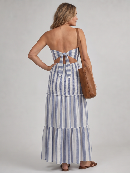 Amandine | Striped Midi Bustier Dress