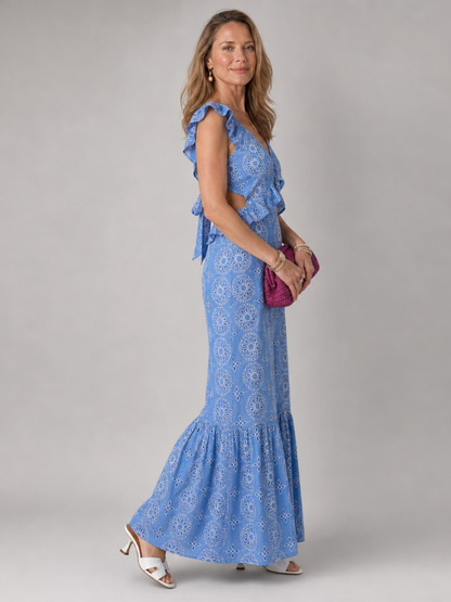 Héloïse | Midi Dress with Ruffles and Cutout