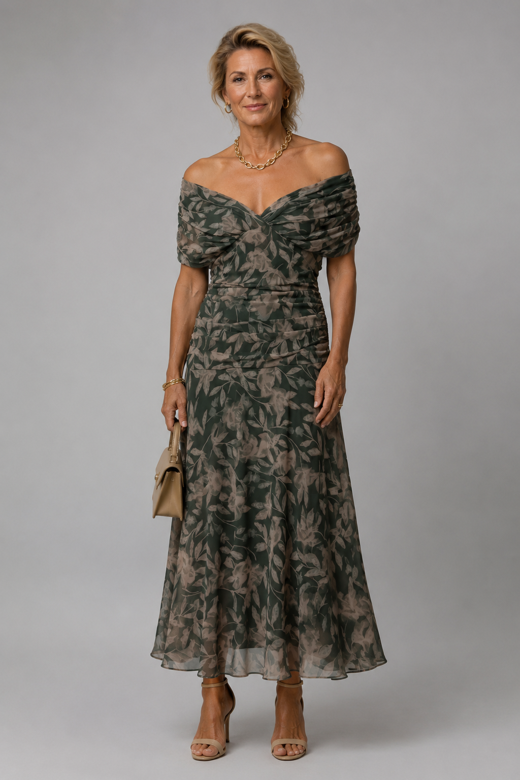 Ariane | Off-the-Shoulder Draped Midi Dress
