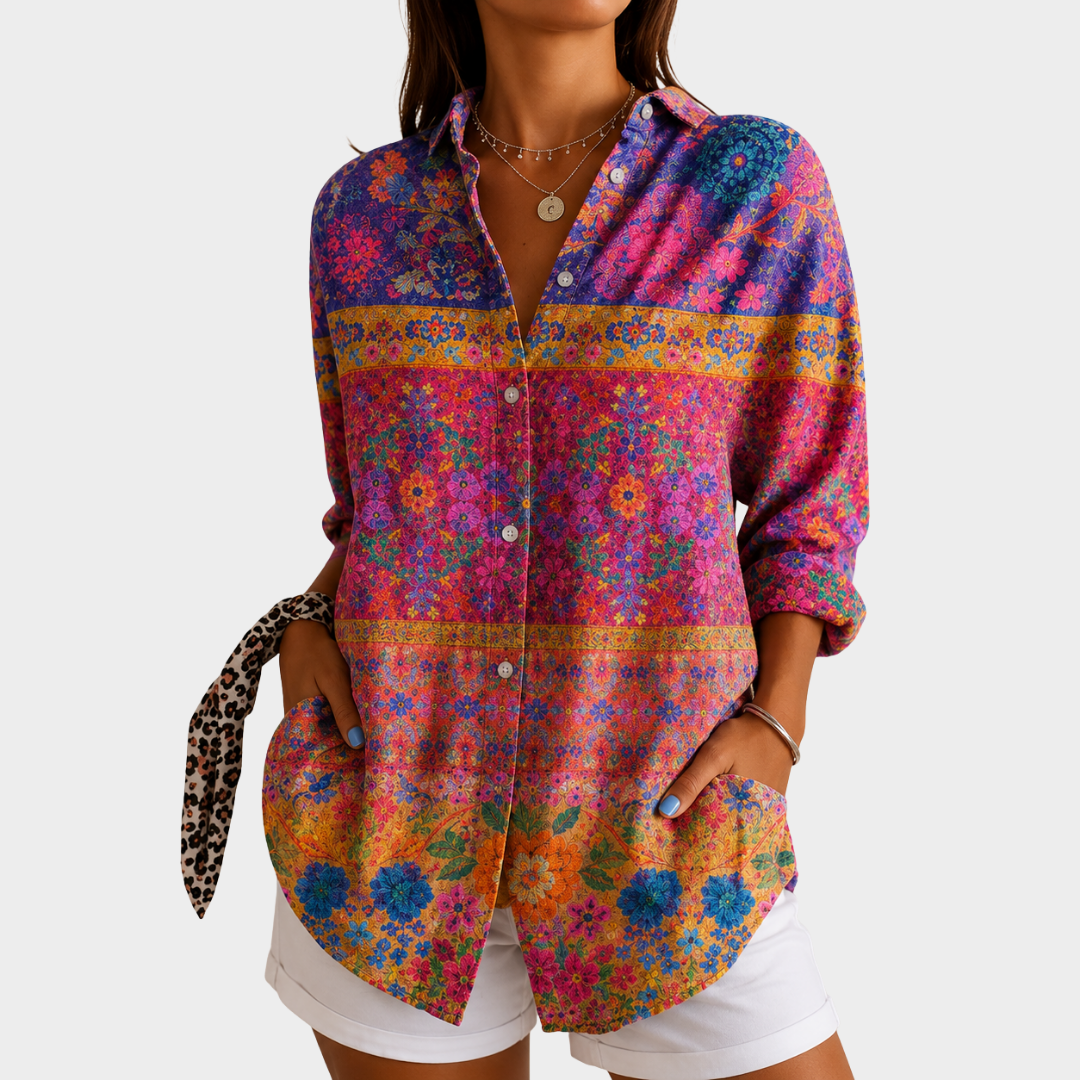 Madeleine | Lively Garden Mosaic Blouse