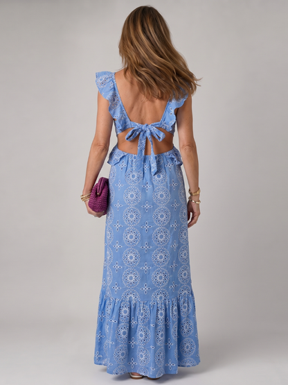 Héloïse | Midi Dress with Ruffles and Cutout