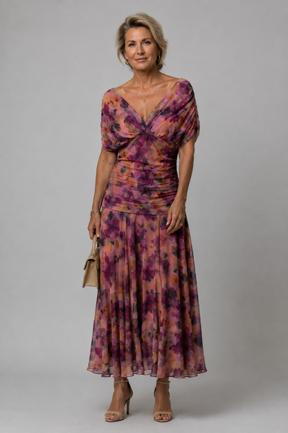 Ariane | Off-the-Shoulder Draped Midi Dress