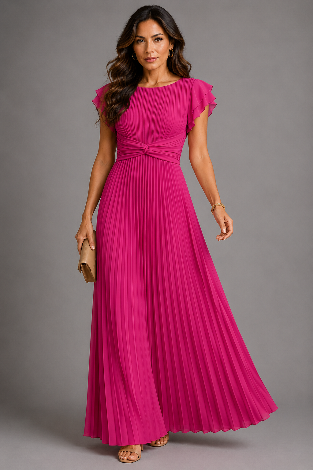 Sélène | Glamorous Pleated Long Dress