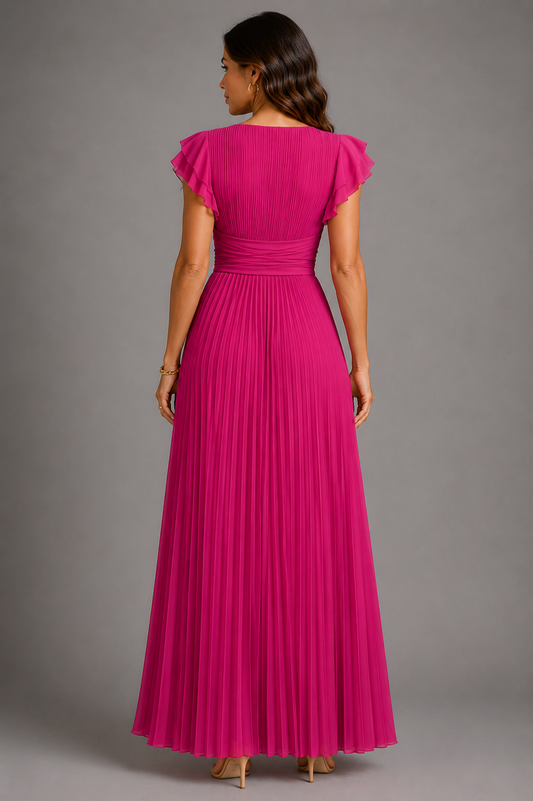 Sélène | Glamorous Pleated Long Dress