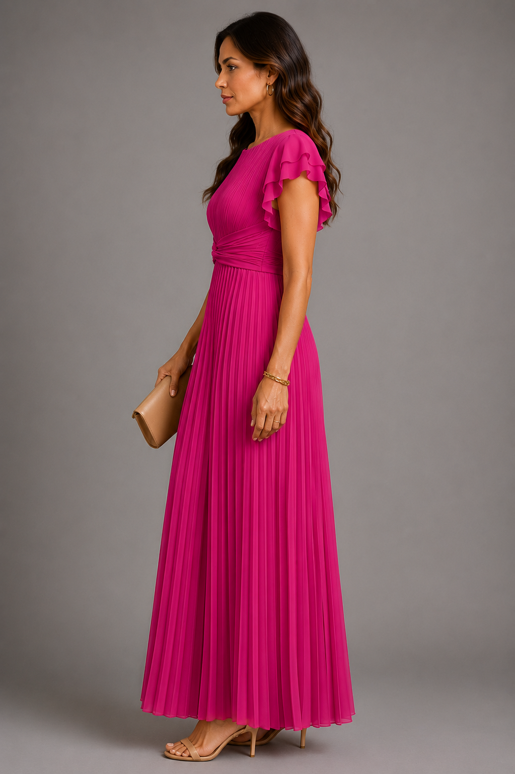 Sélène | Glamorous Pleated Long Dress