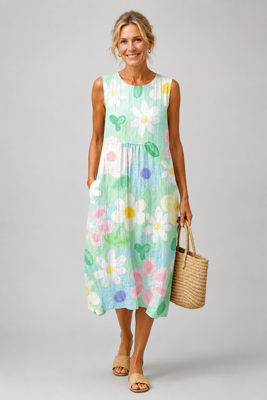 Irène | Midi Dress Pastel Flowers