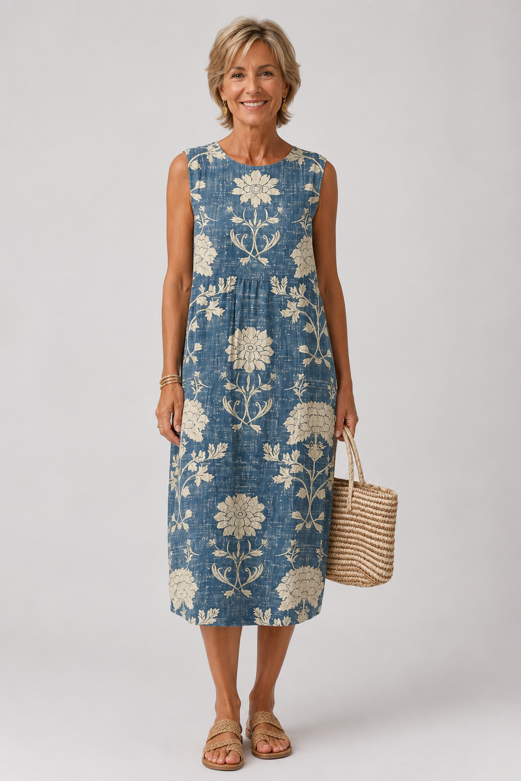 Belle | Bohemian Floral Denim Dress