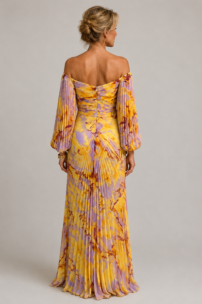 Marielle | Long Floral Dress, Deep V-Neck