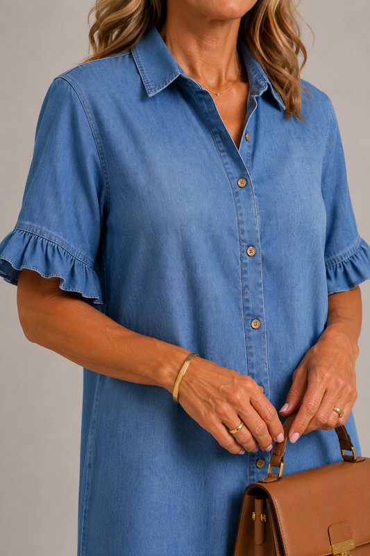 Margaux | Button-Up Denim Style Dress