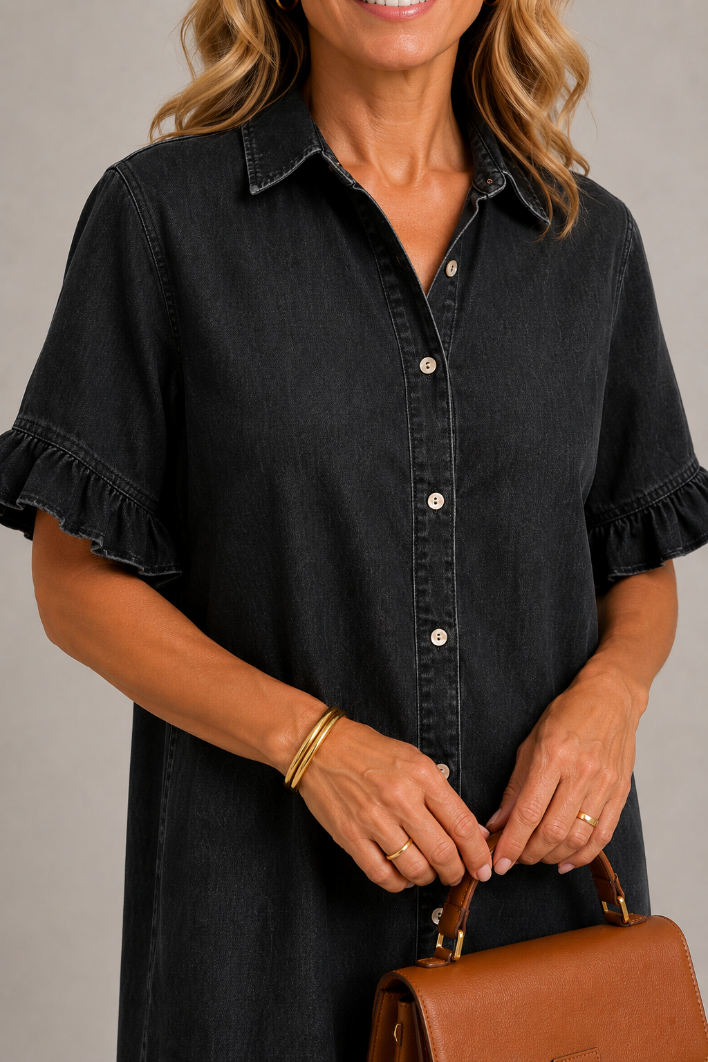 Margaux | Button-Up Denim Style Dress