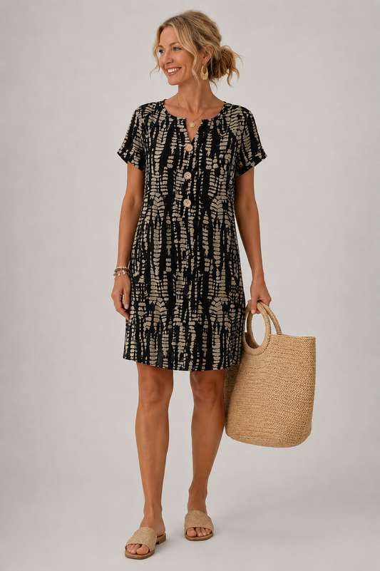 Constance | Knee-Length Colorblock Dress, V-Neck