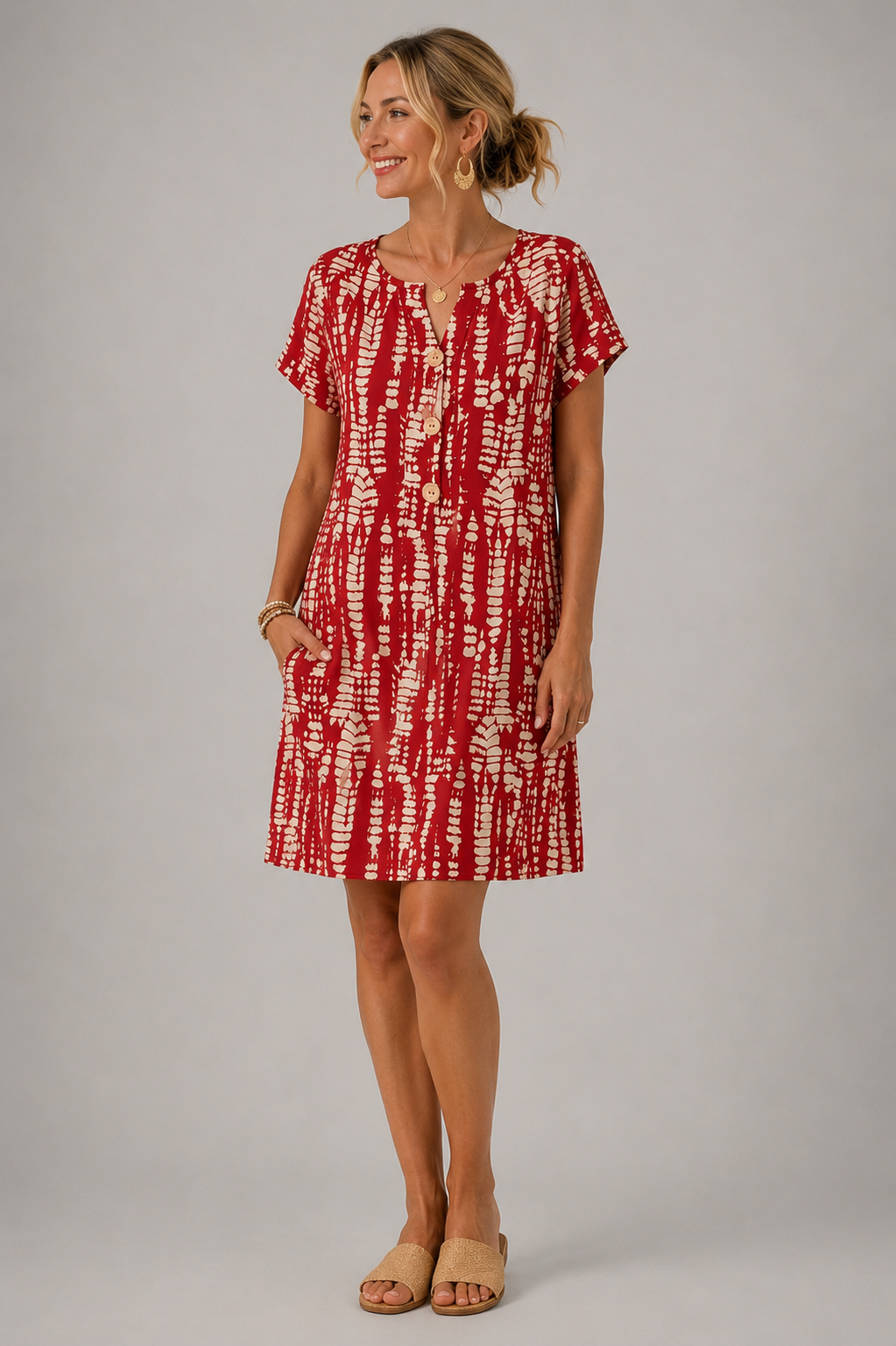 Constance | Knee-Length Colorblock Dress, V-Neck