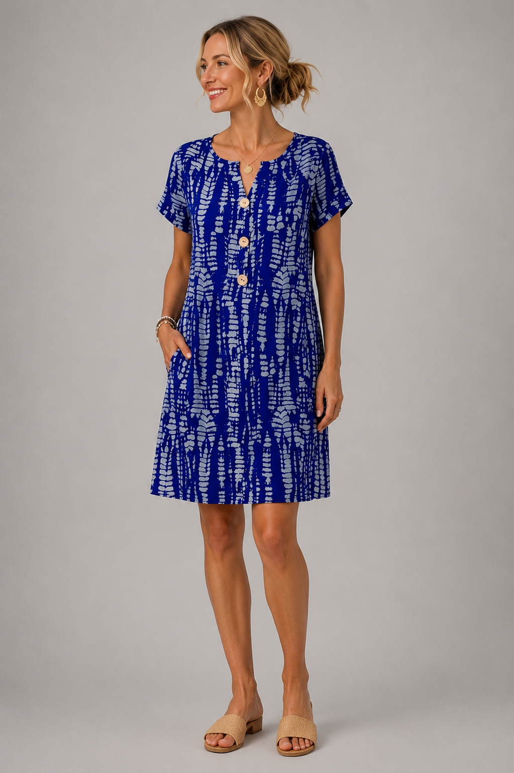 Constance | Knee-Length Colorblock Dress, V-Neck