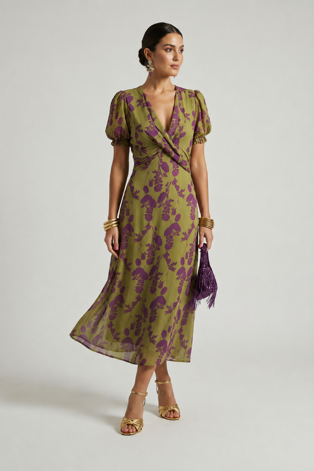 Viviane | Floral Midi Wrap Dress