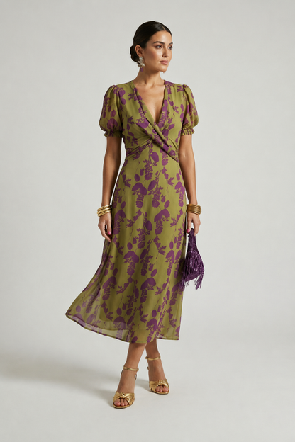 Viviane | Floral Midi Wrap Dress