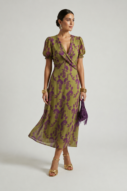 Viviane | Floral Midi Wrap Dress