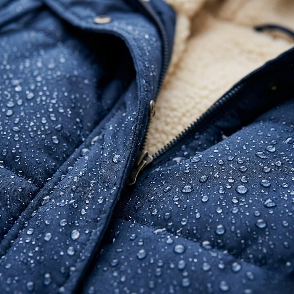 Rain beading on waterproof surface
