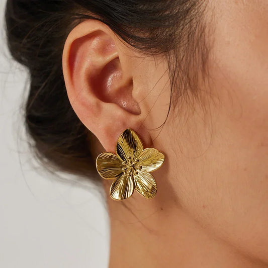 Golden Petal Statement Earrings