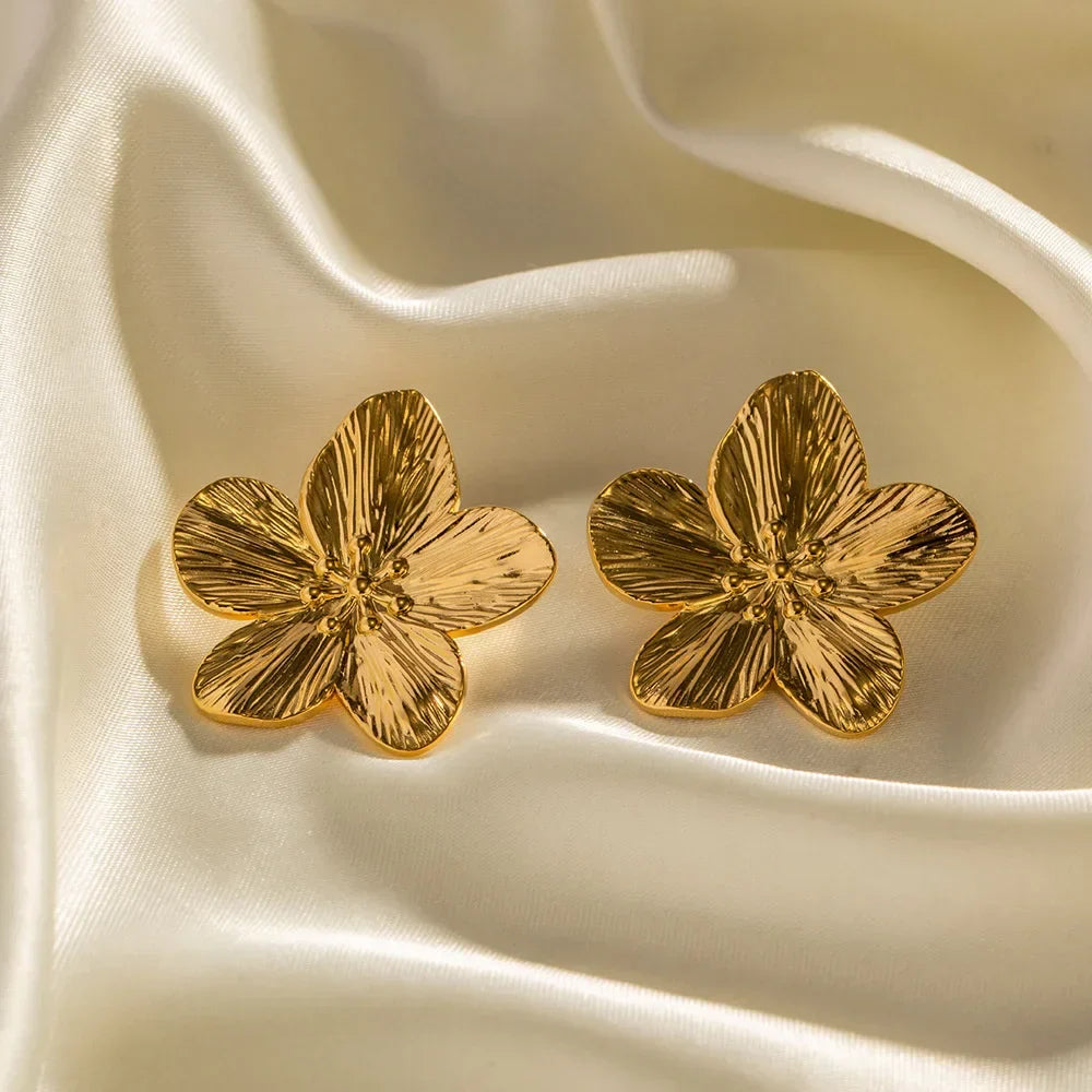 Golden Petal Statement Earrings