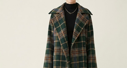 Ivy | Forest Green Check Longline Coat  — Final Edit