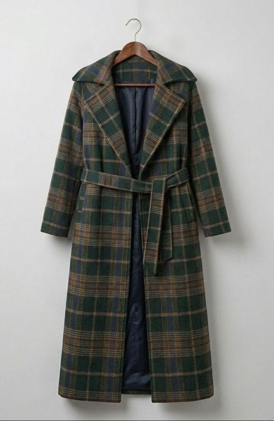 Ivy | Forest Green Check Longline Coat  — Final Edit