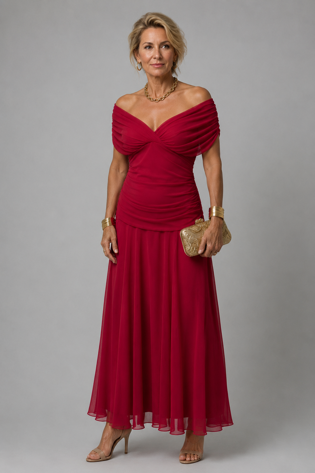 Ariane | Off-the-Shoulder Draped Midi Dress