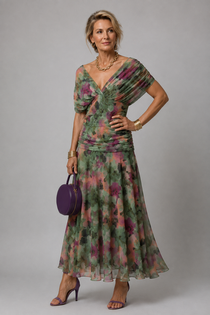 Ariane | Off-the-Shoulder Draped Midi Dress